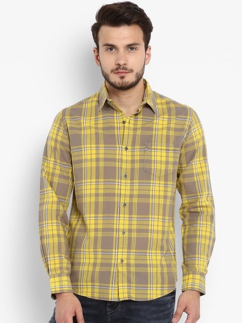 

Mufti Men Yellow Slim Fit Checked Casual Shirt