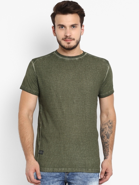 

Mufti Men Olive Green Solid Round Neck Pure Cotton T-shirt