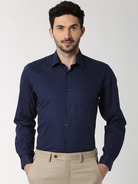 

Peter England Men Navy Blue Slim Fit Printed Formal Shirt