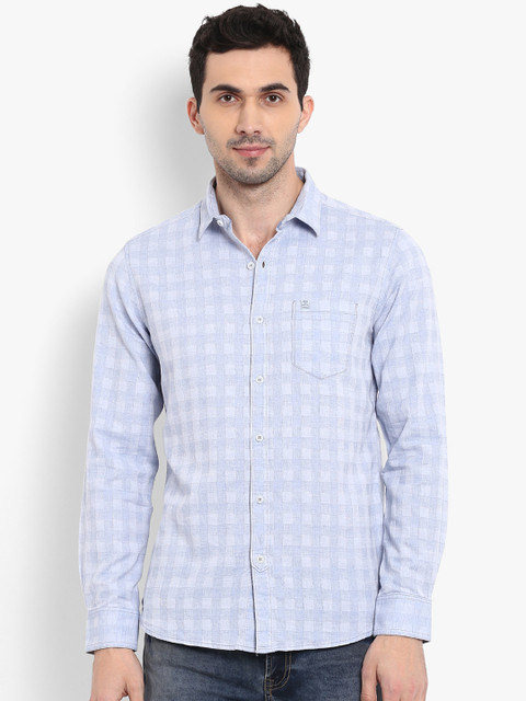 

Mufti Men Blue Slim Fit Checked Casual Shirt