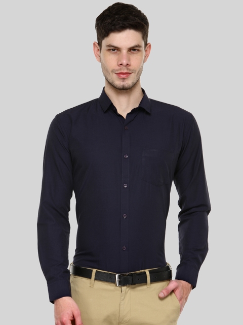 

Being Fab Men Navy Blue Slim Fit Solid Casual Shirt