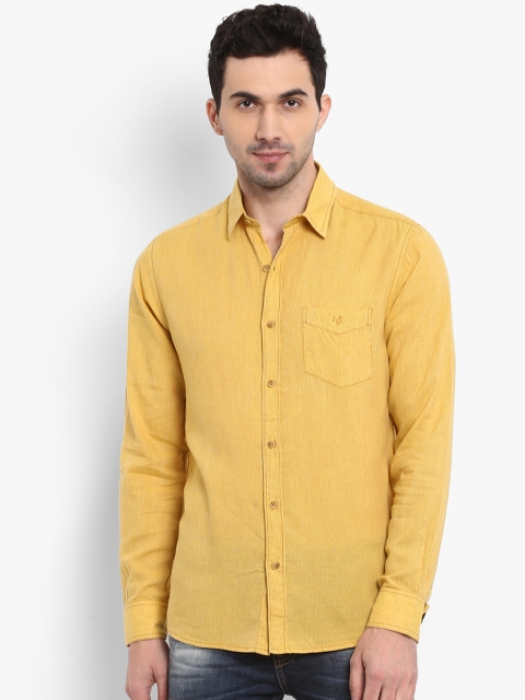 

Mufti Men Yellow Slim Fit Self Design Casual Shirt