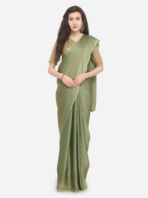 

Tikhi Imli Green Solid Poly Crepe Saree