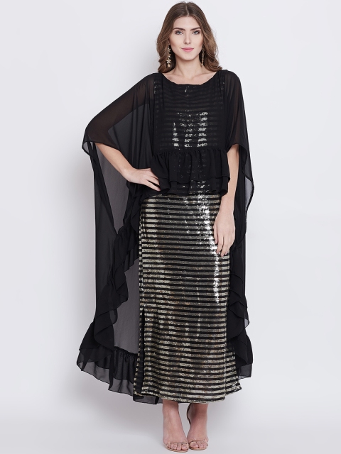 

The Kaftan Company Women Black Embellished Maxi Dress