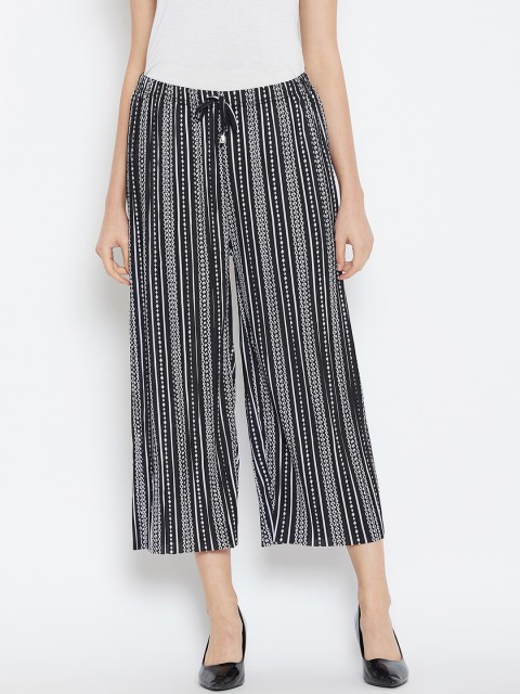 

Camey Women Black & White Regular Fit Striped Culottes