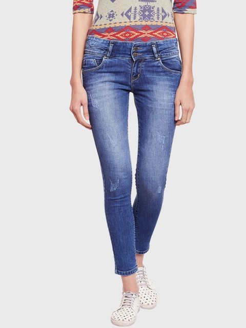 

Devis Women Blue Skinny Fit Mid-Rise Low Distress Stretchable Jeans
