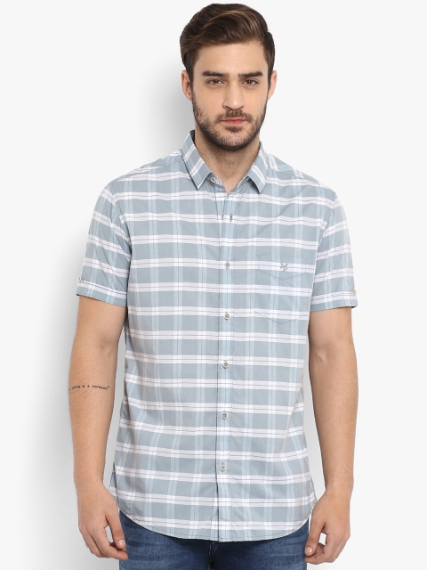

Mufti Men Grey & White Slim Fit Checked Casual Shirt