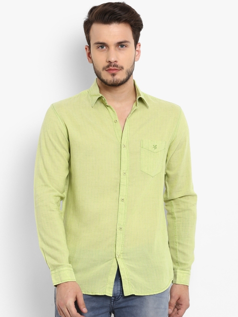 

Mufti Men Lime Green Slim Fit Solid Casual Shirt