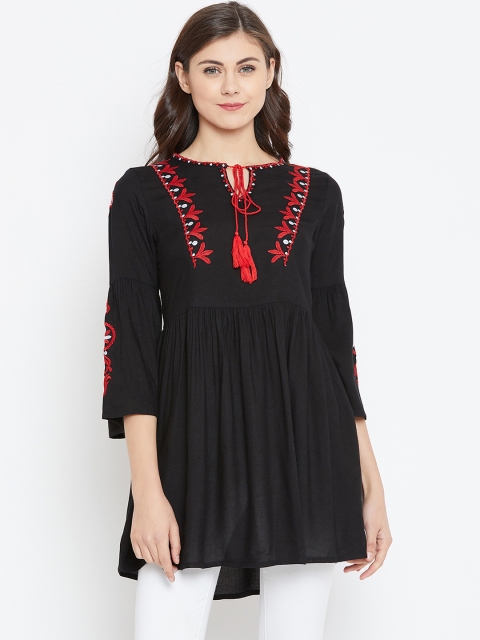 

Toshee Black Solid Tunic