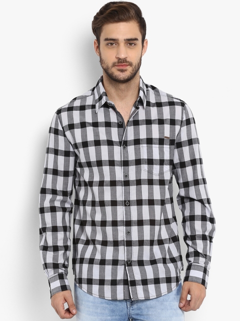 

Mufti Men Grey & Black Slim Fit Checked Casual Shirt