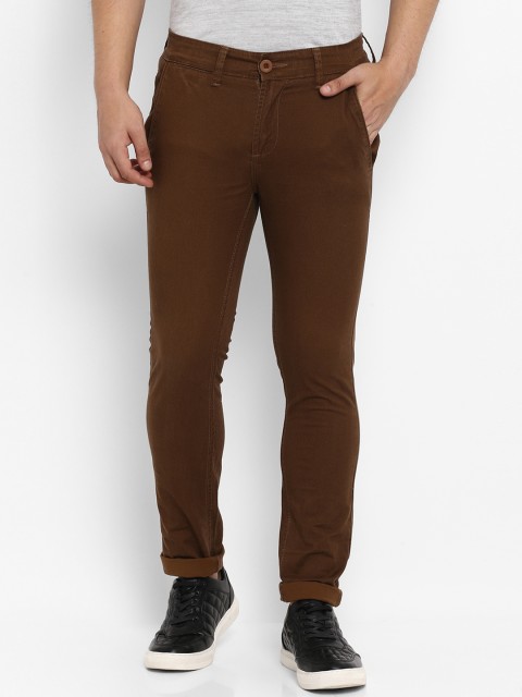 

Mufti Men Brown Slim Fit Self Design Regular Trousers