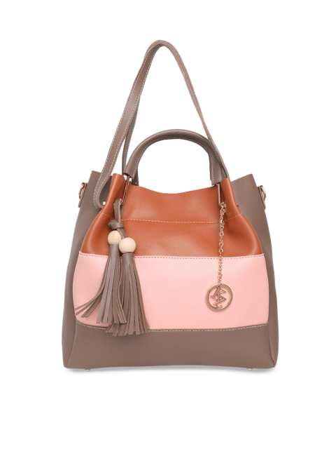

Kazo Brown & Pink Colourblocked Handheld Bag