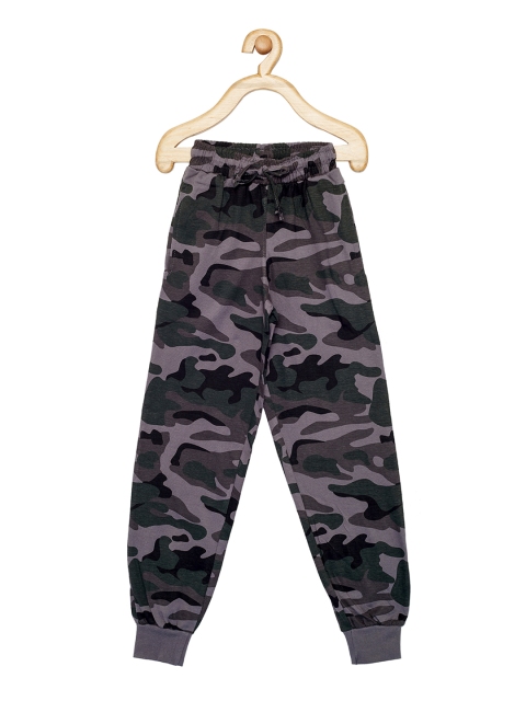 

Maniac Boys Grey Camouflage Printed Slim-Fit Joggers