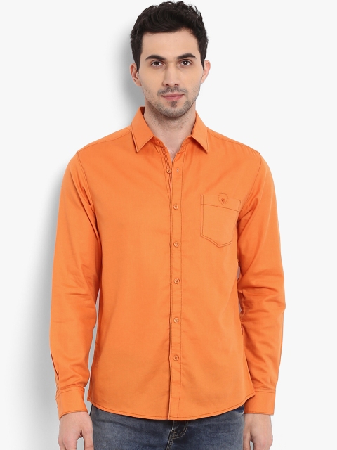 Mufti Men Orange Slim Fit Solid Casual Shirt