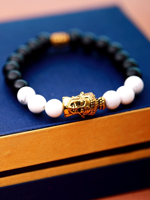 

Dare by Voylla Men Gold-Toned & Black Brass Handcrafted Link Bracelet