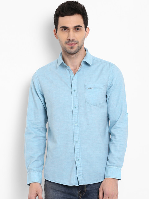 

Mufti Men Blue Slim Fit Solid Casual Shirt