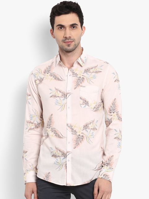 

Mufti Men Peach-Coloured Slim Fit Printed Casual Shirt