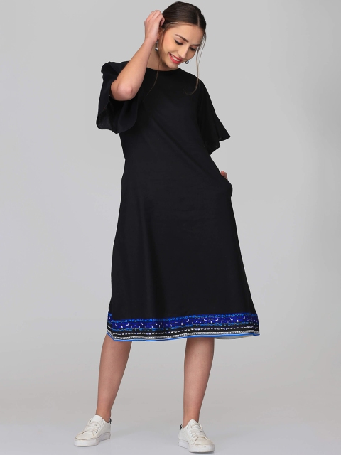 

Abhishti Women Black Solid A-Line Dress