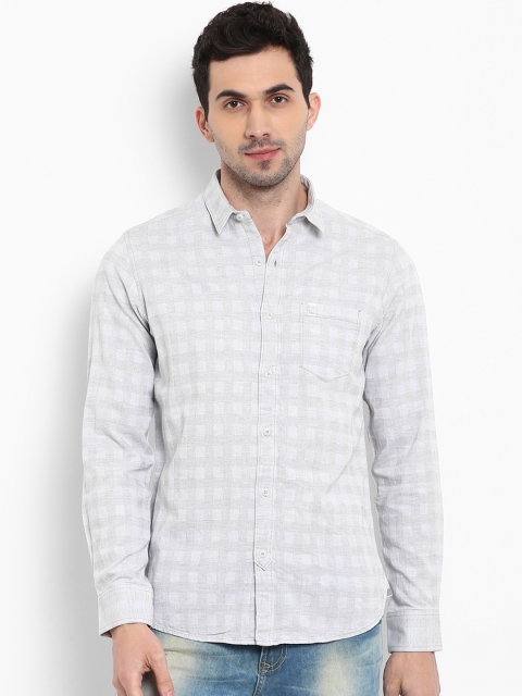 

Mufti Men Grey Slim Fit Checked Casual Shirt