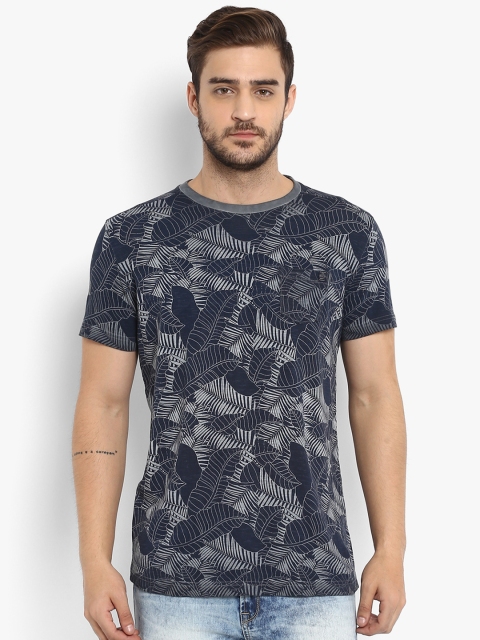 

Mufti Men Navy Blue Printed Round Neck T-shirt