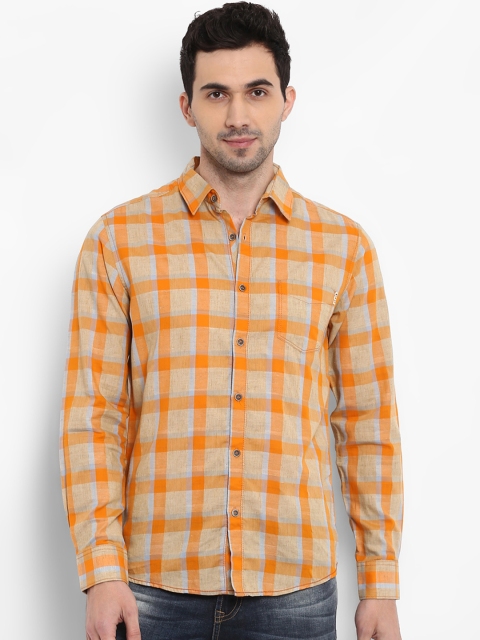 

Mufti Men Orange Slim Fit Checked Casual Shirt