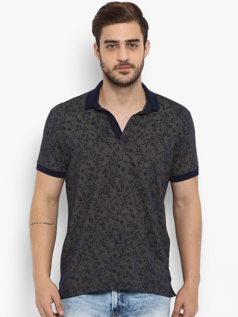 

Mufti Men Olive Green Printed Polo Collar T-shirt
