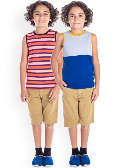 Cherry Crumble Boys Pack of 2 Round Neck T-shirt, Multi