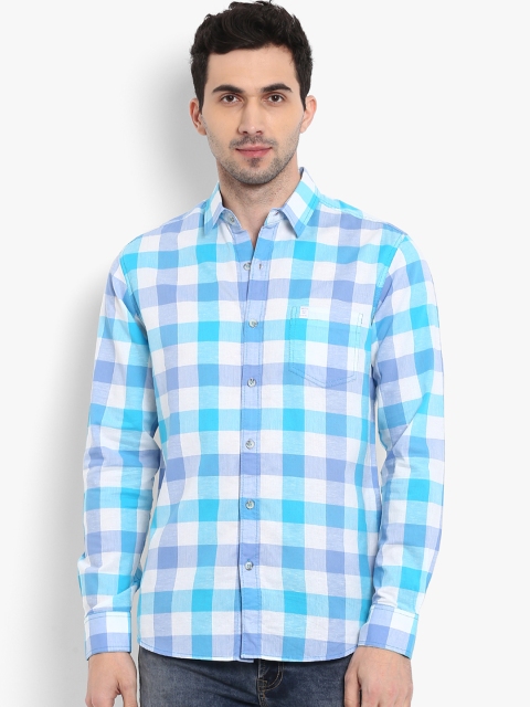 

Mufti Men White & Blue Slim Fit Checked Casual Shirt