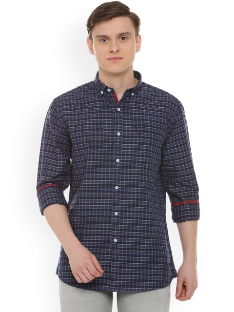 

Allen Solly Men Navy Blue Regular Fit Checked Casual Shirt