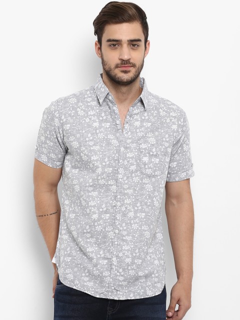 

Mufti Men Grey Slim Fit Printed Casual Shirt