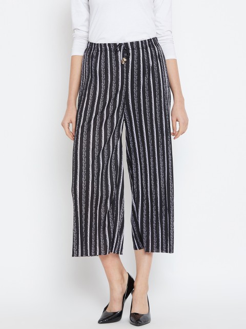 

Camey Women Black & White Regular Fit Striped Culottes