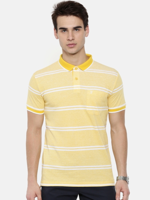 

Classic Polo Men Yellow Striped Polo Collar Slim Fit T-shirt