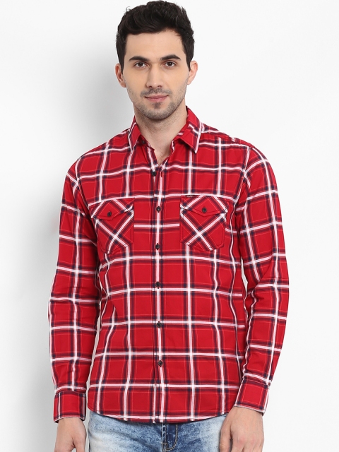 

Mufti Men Red & White Slim Fit Checked Casual Shirt