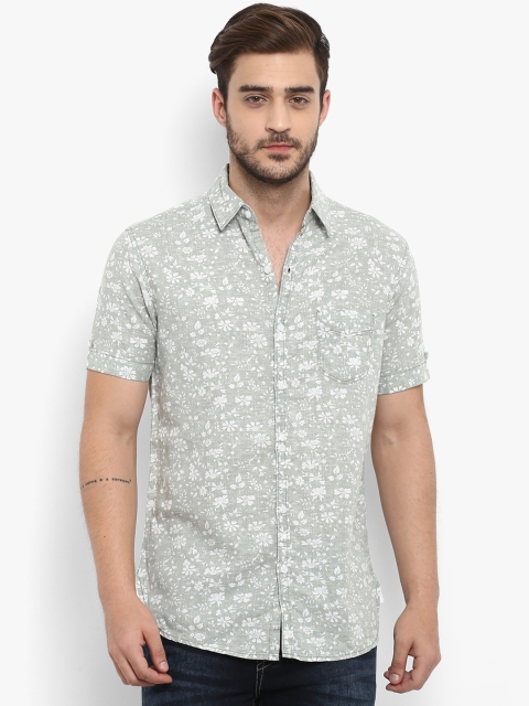 

Mufti Men Green Slim Fit Printed Casual Shirt