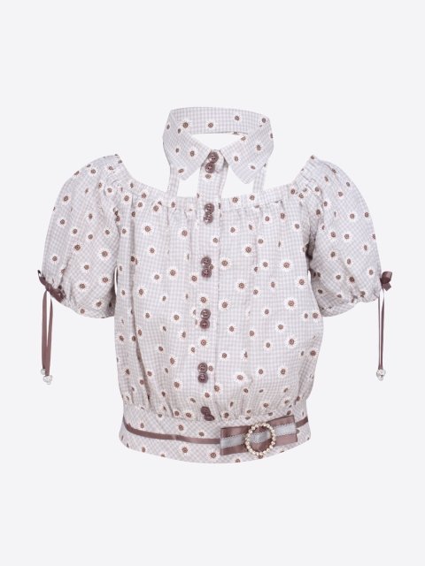 

CUTECUMBER Girls Grey Printed Top