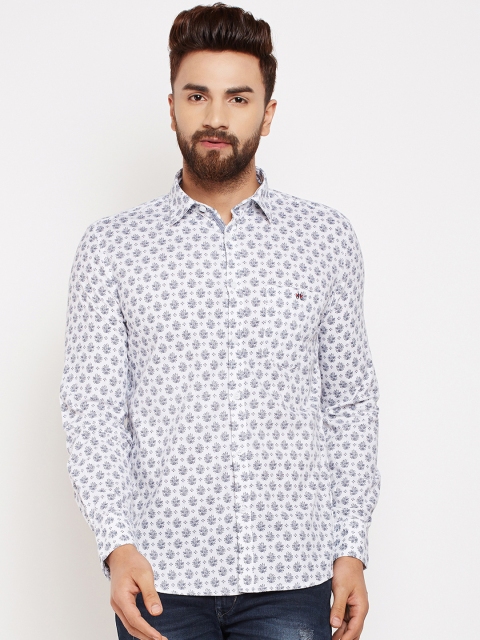 

Crimsoune Club Men White & Blue Slim Fit Printed Casual Shirt