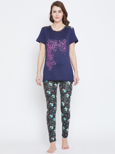 

Camey Women Blue & Black Printed Night suit