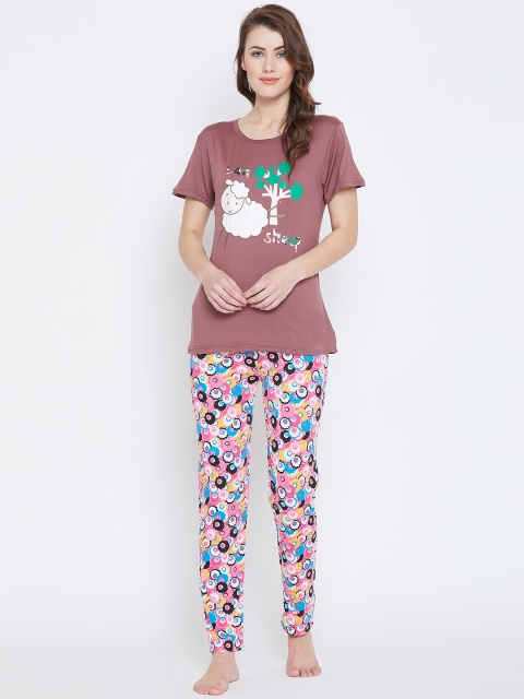 

Camey Women Brown Printed Night Suit
