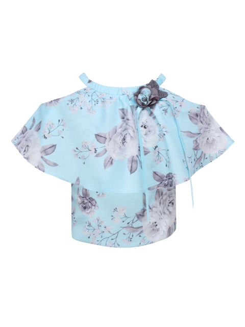 

CUTECUMBER Girls Blue Printed Cape Top