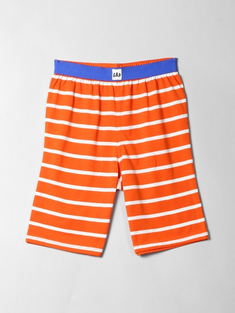 

GAP Boys Orange & White Striped Regular Fit Shorts