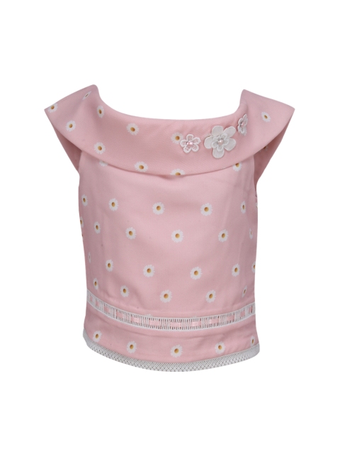 

CUTECUMBER Girls Peach-Coloured Printed Top