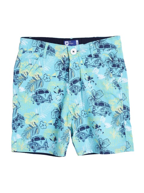 

612 league Boys Blue Printed Regular Fit Regular Shorts