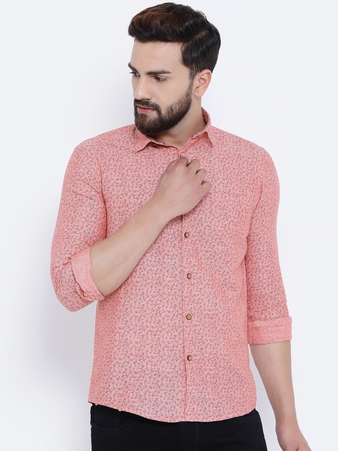 

Richlook Men Peach-Coloured Slim Fit Printed Casual Shirt