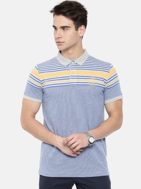 

Classic Polo Men Blue Striped Slim Fit Polo Collar T-shirt