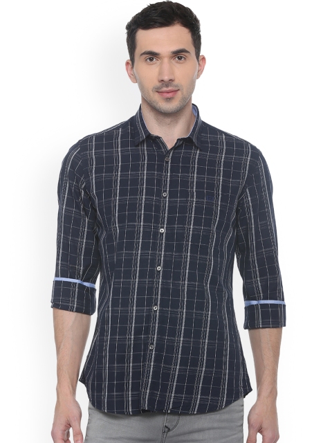 

Van Heusen Sport Men Navy Blue Slim Fit Checked Casual Shirt