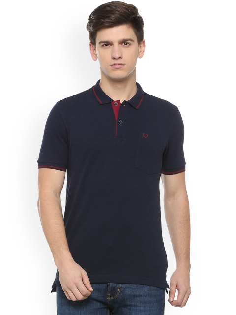 

Van Heusen Sport Men Navy Blue Solid Polo Collar T-shirt