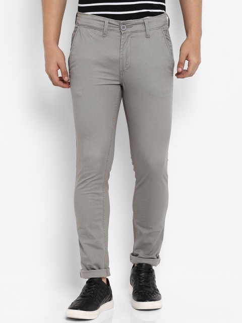 

Mufti Men Grey Slim Fit Self Design Regular Trousers