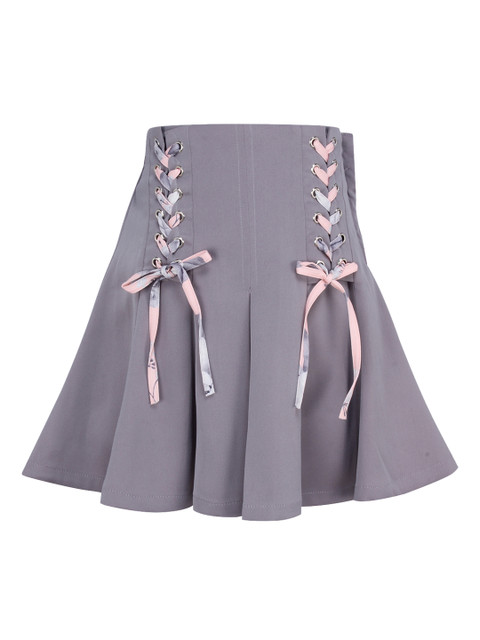 

CUTECUMBER Girls Grey Solid Flared Skirt