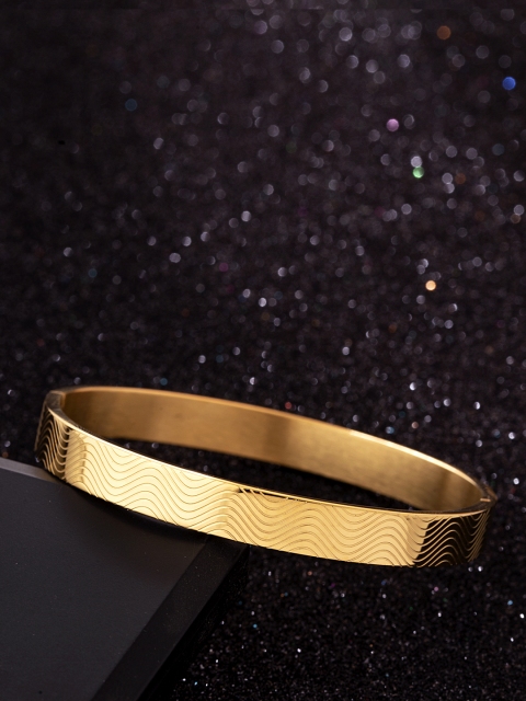 

Dare by Voylla Gold-Toned Stainless Steel Gold-Plated Handcrafted Kada Bracelet