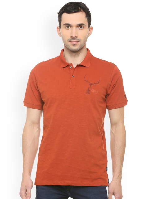

Solly Jeans Co. Men Rust Solid Polo Collar T-shirt